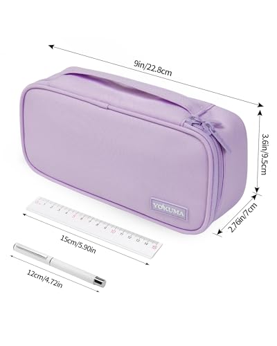YOKUMA Pencil Case,Large Capacity Pencil Pouch,Aesthetic Zipper Pencil Box, Back to School Supplies for College Student Teen Adults,Travel Essentials,Electronic Cable Organize - color: Lilac