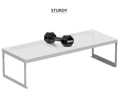 Stackable Expandable Metal Shelf Organizer - Adjustable Wire Storage Rack with Holes for Kitchen, Bathroom, Cabinet, Office - Space Saving, Durable & Sturdy Design（1PACK/Medium/White - color: 1pack/Medium/White, size: Medium