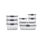 Rubbermaid Brilliance Glass Food Storage Containers, Assorted Sizes, Set of 9, BPA-Free, Leak-Proof, Clear - size: Assorted Sizes (18-Piece)
