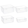 BENECREAT 4 Sizes Bead Storage Organizer Box, Rectangle Clear PP Plastic Box Containers, Dustproof Case with Hinged Lid for Cards, Beads and Craft Supplies - size: 4 Sizes