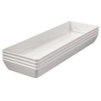 US Acrylic White Plastic Serving Trays (Set of 4) 15” x 5” | Narrow Unbreakable Reusable Rectangular Party Platters | Serve Appetizers, Fruit, Veggies, & Desserts | BPA-Free & Made in USA - color: White, size: 15" x 5"