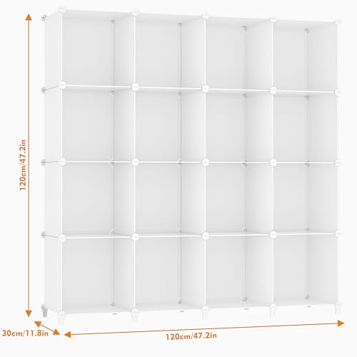 HOMIDEC Closet Organizers and Storage, 16 Cube Storage Organizer, Closet Organizer Bookshelf Cubes Shelves for Clothes, Bedroom, Kids Room, Bathroom, Wardrobe, Garment Racks, White - color: White, size: X-Large