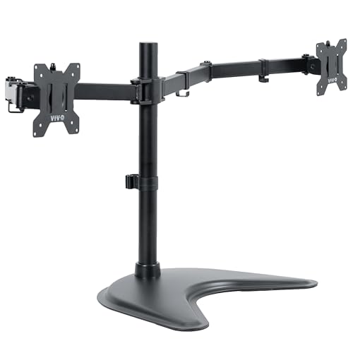 VIVO Dual Ultrawide Monitor Mount, Free-Standing Desk Stand for 2 Screens up to 38 Inches, Heavy-Duty Adjustable Arms, Max VESA 100x100mm, Black, STAND-V038F - color: Black, size: 13" - 38" screens