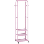 Kaitiemoo Heavy Duty Clothing Rack with Wheels,Modern Garment Rack with 3 Metal Shelves, 71.8Inches Display Rack for Hanging Clothes, Hanging Rod for Small Space,Pink - color: Pink