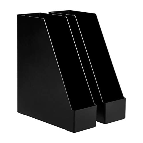 Amazon Basics Plastic Desk Organizer Vertical Magazine Rack and File Holder, Black, 12-Pack - size: 12 pack