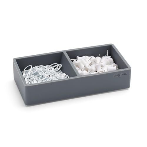 Poppin This & That Tray - Modular Desk Trays for Office Organization, Color-Coordinated Office Supplies for Desk (Dark Gray, This & That Tray) - color: Dark Gray, size: 6.3" x 3" x 1.5"