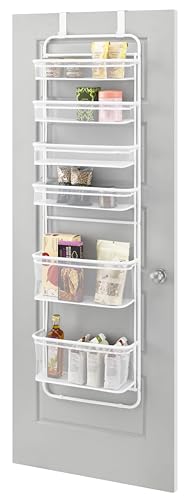 Whitmor Over The Door Organizer - 6 Sections - Pantry, Bathroom, Accessory Organizer - Metal and Mesh - White - color: White, size: Accessory Organizer