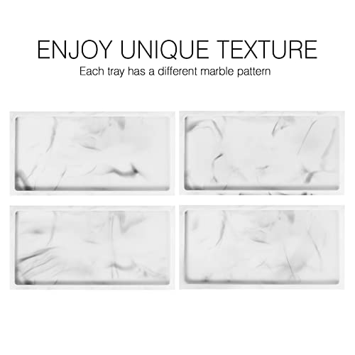 Luxspire Bathroom Vanity Tray, 8 x 4 inch Resin Kitchen Sink Tray for Soap Dispenser Bathroom Countertop Organizer Plate Holder for Perfume Soap Towel Bathroom Accessories, Mini, White Marble - color: Marble White, style: Mini