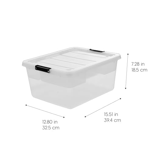 IRIS USA 6-Pack Clip Box with Latching Lids, 18 Quart Craft Storage Bins, Art & Writing Supply Containers for Home, Office & Classroom Organization - size: 18 Qt, style: 6 Pack