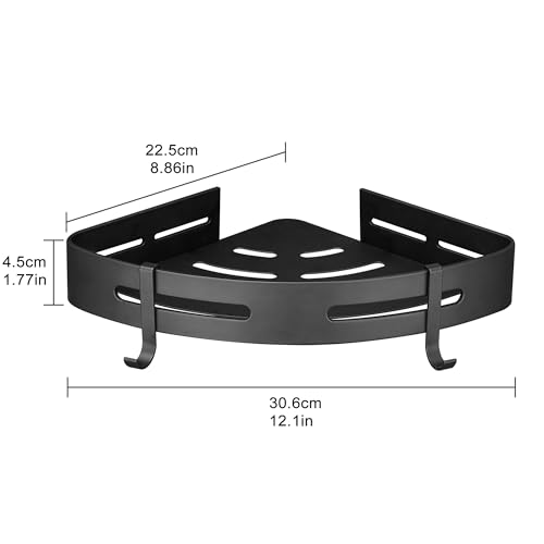 WPT Corner Shower Caddy, 2 Pack Adhesive Shower Corner Shelf, Shower Organizer Storage Wall Mounted No Drilling for Bathroom and Kitchen, Black - color: Black