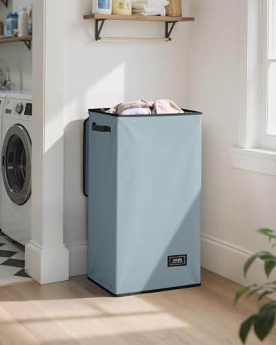 SOLEDI Laundry Hamper with Lid 100L Large & Tall Collapsible Laundry Basket, Clothes Hamper with Bag Removable Easy to Carry, Dirty Hampers for Bedroom, Bathroom, Dorm, College, Blue Grey - color: Bluish-Grey, size: 100L