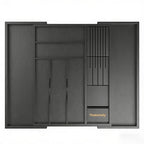 Bamboo Kitchen Drawer Organizer, Expandable Silverware Organizer with Removable Knife Block, 6-8 Slots- Utensil Holder & Cutlery Tray Drawer Dividers, 2.36" Deep for Extra Capacity, Black - color: Black