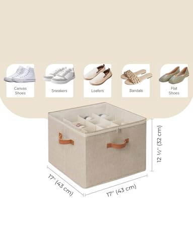StorageWorks Shoe Organizer for Closet, Fits up to 16 Pairs, Shoe Cubby Storage Containers with Adjustable Dividers and Clear Cover, Taupe | Fits up to 16 Pairs, Clear Cover - color: Taupe, size: Medium