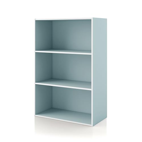 Homes: Inside + Out Apexa 3-Tier Cube Storage Organizer Shelves, Stackable Wood Bookcase Fits Cubby Bins for Organization, Dorm Teen Room Decor & Home Office, Light Blue - color: Light Blue, size: 3-Tier