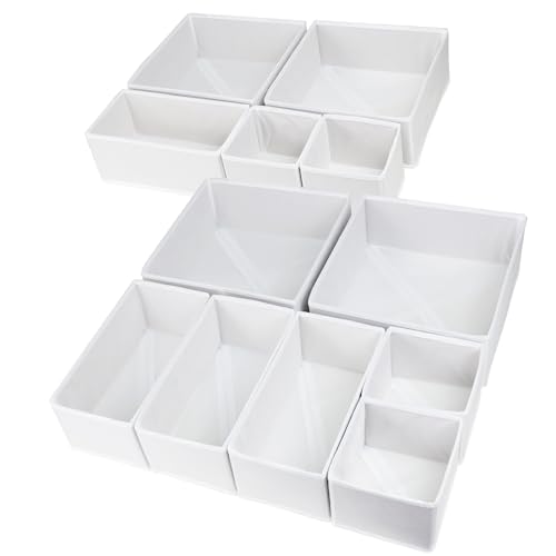 Fordonral 12 Pack Drawer Organizer Clothes, Foldable Fabric Dresser Organizer Closet Organizers and Storage Box for Underwear,Folded Clothes,Baby Clothing,Socks,Bra,Towels,Ties(12 Pack,White) - color: White, size: 12 Pack