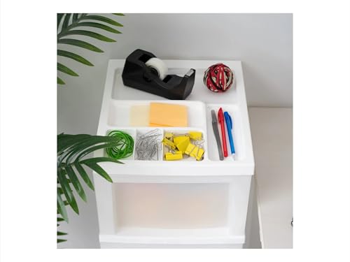4-Drawer Narrow Plastic Storage Cart, with A Top Storage Compartment, Multi-functional Mobile Storage Cabinet, Suitable for Offices, Dormitories, and Craft Rooms. (White) - color: White and Black