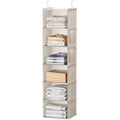 YOUDENOVA Hanging Closet Organizer, 6-Shelf Closet Hanging Storage with Side Pockets, Beige - color: Beige