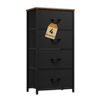 DWVO Dresser with 4 Drawers - Fabric Storage Tower, Organizer Unit for Room, Living Room, Hallway, Closets - color: Black and Rustic Brown, style: 4-Drawer