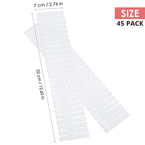 45 Pack Drawer Dividers, Plastic Adjustable Drawer Storage Organizer for Tidying Clutter Socks, Underwear, Makeup, Kitchen, Dresser White - color: White