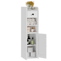 Lomojo Small Bathroom Storage Cabinet,Narrow Toilet Paper Holder,Corner Floor Cabinet with Doors and Drawer for Small Space,Adjustable Shelf Organizer,7.75L*7.75D*29.6H,White