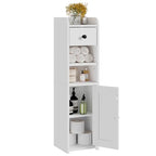 Lomojo Small Bathroom Storage Cabinet,Narrow Toilet Paper Holder,Corner Floor Cabinet with Doors and Drawer for Small Space,Adjustable Shelf Organizer,7.75L*7.75D*29.6H,White