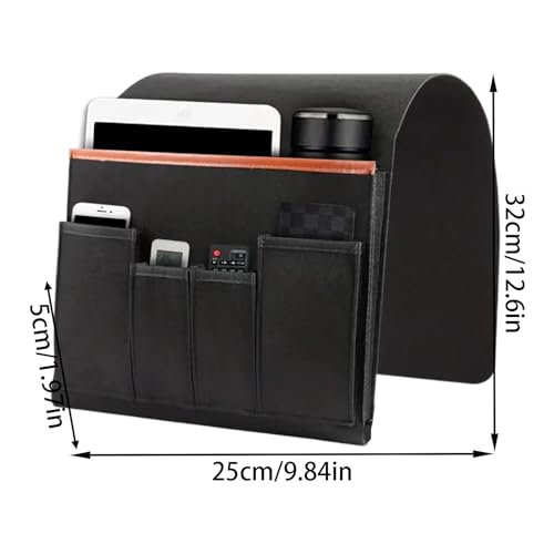 Multifunctional Sofa Organizer - Non Slip Armrest Storage Bag, Convenient Couch Pocket for Remote, Phone, and Accessories, Sturdy Design, Best for Recliner, Home, Use - color: Black