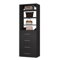 ROOMTEC Modular Closet System, 31.5" 4 Drawer Shelf Closet Tower Wall-Mounted Closet Organizer, Wooden Tower for Walk-In Closets, Wardrobe Storage Kit, Black - size: 31.5" Wide, style: Model 8
