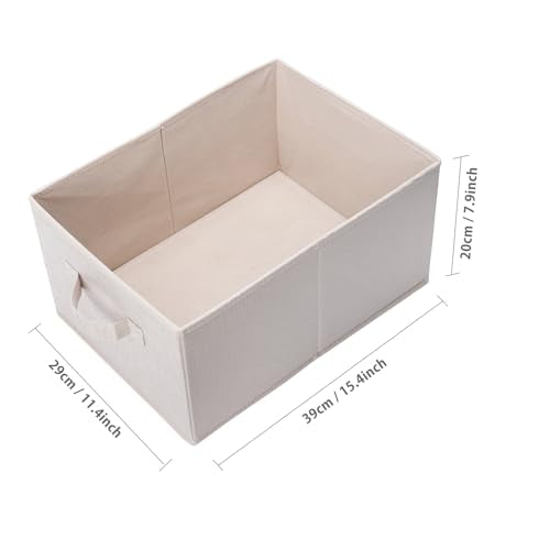 BOMKEE Clothings Collapsible Storage Bins, Foldable Organizers and Storage Baskets Cube Storage Bin for Bedroom Living Room (4 Pack) (Flaxen, 15.4x11.4x7.9inch) - color: Flaxen, size: 15.4x11.4x7.9inch