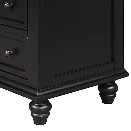 Modern Storage Wood Cabinet with 3-Drawer, Sofa Table Console Table End Table with Pull Out Tray, Accent Table Furniture for Entryway Living Room,Fully Assembly Bedside Table (Black) - color: Black