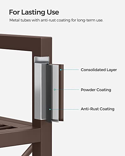 SONGMICS 3-Tier Metal Storage Rack with Wheels, Mesh Shelving Unit with X Side Frames, 23.6-Inch Width, for Entryway, Kitchen, Living Room, Bathroom, Industrial Style, Metallic Bronze UBSC163A01 - color: Metallic Bronze, size: 23.6"W