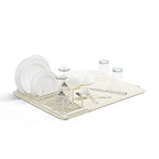 Umbra Udry Dish Rack with Movable Pegs and Microfiber Drying Mat – Space-Saving Design Folds Up for Easy Storage, Basic Rack, Linen - color: Linen, style: Rack with Pegs