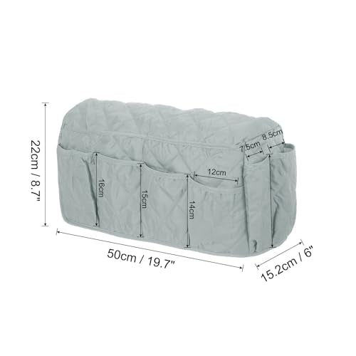 uxcell Sofa Armrest Organizer Non-Slip Armchair Caddy Waterproof Couch Remote Holder Organizers with 14 Pockets for TV Remote Control Cell Phone Magazines Sofa Organization, Grey - color: Grey