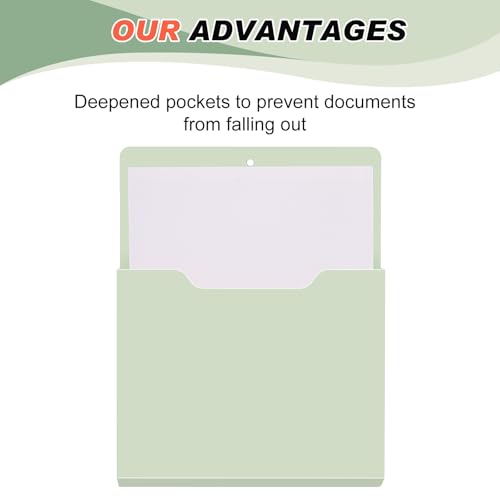 Fuutreo 6 Pcs Magnetic Wall File Organizer Magnetic Wall File Holder Refrigerator Magazine Holder for Mail Letters Paper(Sage Green,Vertical-large) - color: Sage Green, size: Vertical-Large