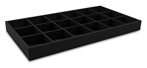 The Display Guys - Stackable Jewelry Tray and Organizer - for Drawers, Dressers, Store Display (18 Compartments, Black Burlap) - color: Burlap Black, size: 18 Compartments