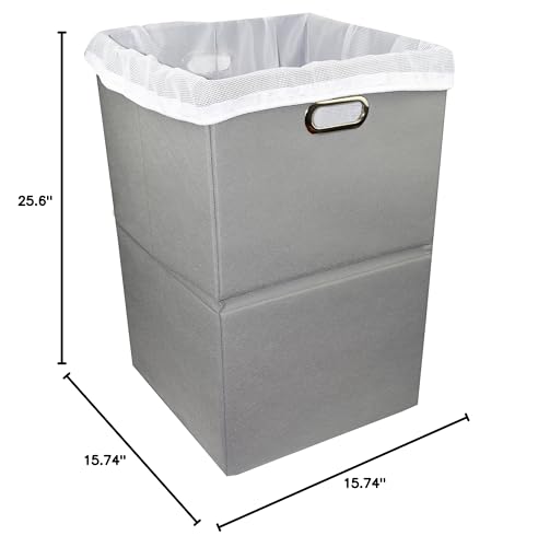 Extra Large Laundry Hamper with Laundry Bag, Foldable Clothes Basket with Metal Handles & Moisture-Resistant Base, Premium Durable Fabric for Bathroom, Dorm, and Family (Gray) - color: Gray