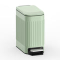TrashAid Slim Bathroom Trash Can with Lid Soft Close, 6 Liter/1.6 Gallon Stainless Steel Small Garbage Can with Removable Inner Bucket, Step Pedal, Slim Wastebasket for Toilet, Office, Bedroom, Green - color: Green