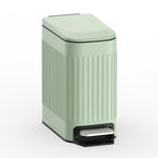TrashAid Slim Bathroom Trash Can with Lid Soft Close, 6 Liter/1.6 Gallon Stainless Steel Small Garbage Can with Removable Inner Bucket, Step Pedal, Slim Wastebasket for Toilet, Office, Bedroom, Green - color: Green