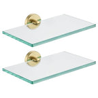JQK Bathroom Glass Shelf Gold, Tempered Glass Shower Storage 8 by 5 inches, 304 Stainless Steel Brushed Gold Wall Mount 2 Pack, TGS101L8-BG-P2 - color: Gold, size: 8 Inch (2 Pack)