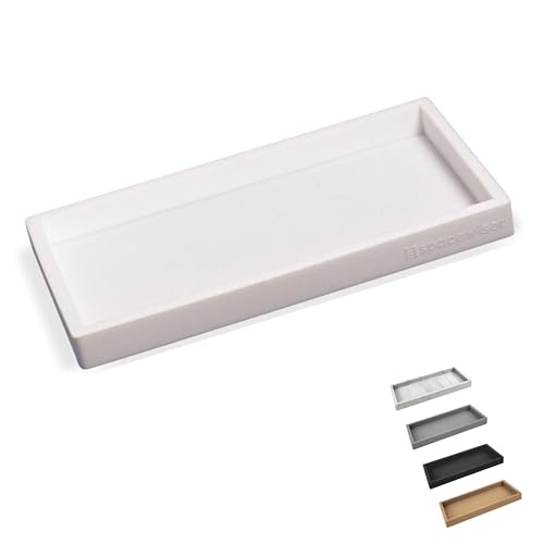 Spacewiser Countertop and Vanity Tray - Small 7.7” Silicone Tray for Soap Dispenser, Bathroom Trays, Dish Soap Trays for Kitchen Counter, Sink Caddy Sinks Organizer, Soaps Dish & Sponge Holder, White - color: White, size: Small 7.7”