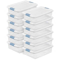 Sterilite 12-Pack Latching Box, Under Bed Storage Bins with Lids, Clear Plastic, 32 Quart - Heavy-Duty Organizing Containers for Closet, Bathroom, and Office - size: 32 Quart, style: 12 Pack