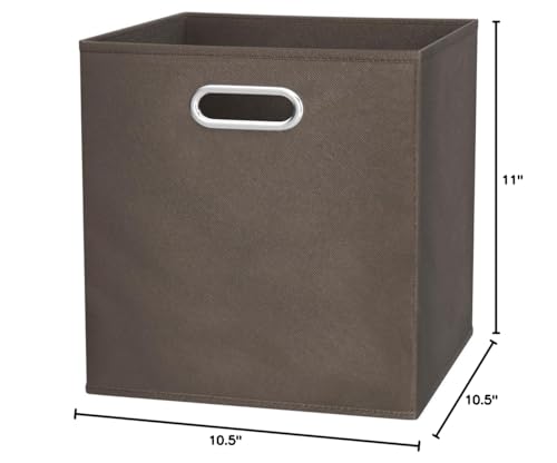Amazon Basics Collapsible Fabric Storage Bins with Handle, Sturdy Space-Saving Cube Organizer, 10.5" x 10.5" x 11", Taupe, 6-Pack - color: Taupe, size: 6-Pack