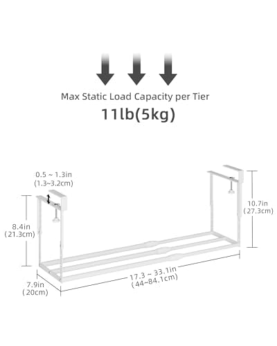 2 Pack Expandable Shoe Rack Organizer for Cabinet, Adjustable Hanging Under Shelf Storage, Sturdy Round Tube Design, Space Saving Shoe Shelf for Closet, Entryway, Laundry Room, White - color: White