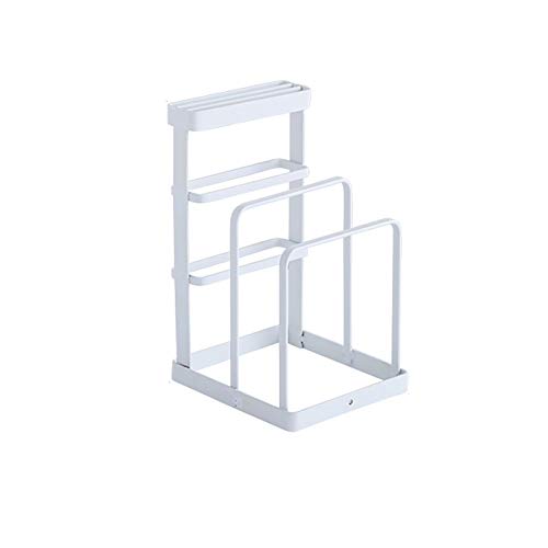 VANRA Metal Knife Block Without Knives, Multifunctional Knife Holder with 2 Layers Cutting Board Rack Dish Rack, Kitchen Storage Organizer,White - color: White, size: 4.7"L X 5.5"W X 8.5"H - Without Draining Tray
