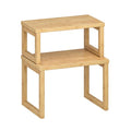 HOOBRO Cabinet Organizer Shelf, Set of 2 Kitchen Counter Shelves, Expandable Kitchen Storage, Stackable Bamboo Spice Rack, for Kitchen, Countertop, Office Desk, Living Room, Natural YL20TL01 - color: Natural