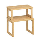 HOOBRO Cabinet Organizer Shelf, Set of 2 Kitchen Counter Shelves, Expandable Kitchen Storage, Stackable Bamboo Spice Rack, for Kitchen, Countertop, Office Desk, Living Room, Natural YL20TL01 - color: Natural