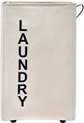 92L Large Laundry Hamper with Leather Handle,Standable Laundry Basket with Wheels ,Large Hamper,Rolling Laundry Basket White - color: Beige/XXL, size: Super Large 27.5"