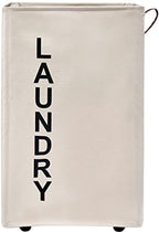 92L Large Laundry Hamper with Leather Handle,Standable Laundry Basket with Wheels ,Large Hamper,Rolling Laundry Basket White - color: Beige/XXL, size: Super Large 27.5"