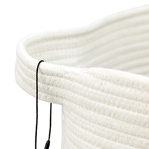 Casaphoria Cotton Rope Storage Basket for Organizing,Round Blanket Basket Living Room,Woven Laundry Basket with Handles for Bathroom Bedroom,Stripe Woven Cotton Laundry Hamper,Tall Laundry Basket - color: ‎cream and gray
