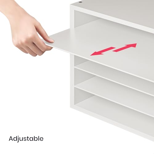 Ballucci 5 Tier Paper Organizer Letter Tray, Wood Desk File Organizer with Adjustable Shelves, Home Office School Letter/A4 Mail Sorter Magazine Holder - White - color: White, size: 5 Tier Standard