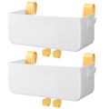 Nitial 2 Pcs Bunk Bed Shelf Hanging Storage Bedside Organizer with Hooks Multi Pockets Plastic Bedside Caddy for Dorm Bed Phone Glasses Rv Loft Bathroom Camper Handrail Book Accessories (White)